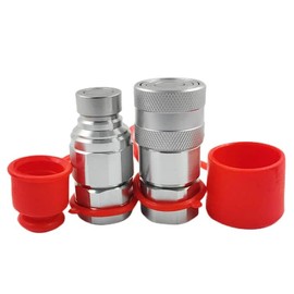 BLUE HUB 3/4" Flat Face Hydraulic Couplers, 3/4" NPT Skid Steer Hydraulic Quick Connect Couplers with 2 Dust Caps (ISO16028)