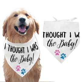 arricraft 1 Pc Pet Dog Bandana, I Thought I Was The Baby Scarf Paw Prints Triangle Pet's Bandana Adjustable Pet Bibs Cotton Washable Kerchief for Large Dog Pet White 78x55cm