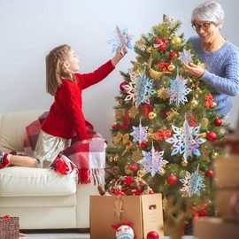 VESPRO 20PCS Winter Christmas Hanging Snowflake Decorations, 20PCS 3D Holographic Snowflakes for Christmas,Winter,Wonderland,Holiday,New Year Party,Home Decorations