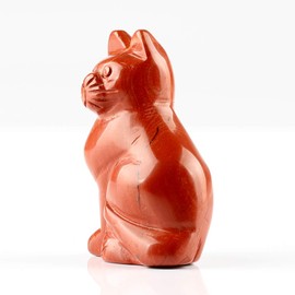 50mm Red Jasper Cat Statue Feng Shui Crafts Carved Figurine Chakra Carving Healing Reiki