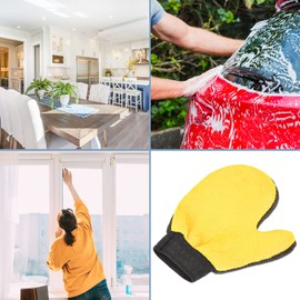 M METERXITY 2 Pack Cleaning Mittens - Microfibre Gloves Washing Tableware Clothes and Shutters Apply Home Cleaning (9 x 7.87 Grey and Yellow)