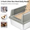Kirecoo 2 Pack Stainless Steel Litter Box with Lid, Medium