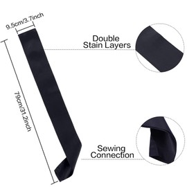 12 Pieces Blank Satin Sashes Plain Sashes Party Accessory for Wedding Party DIY Supplies (Black)
