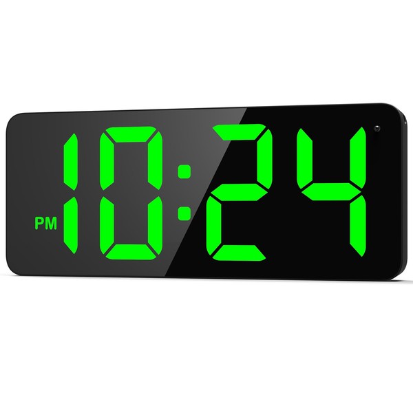 LED Digital Wall Clock with Large Display, Big Digits, Auto-Brightness,