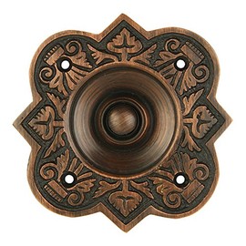A29 Oil Rubbed Bronze Doorbell Button – 3 3/4" x 3 3/4" – Vintage Style Push Button in Brass with Recess Mount – Antique Finish, Wired for Two-Wire Chimes, Weather Resistant, Easy DIY Installation
