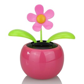 Xinjincang Pink Solar Dancing Sun Flower Automotive Ornament Solar Powered Dancing Sun Flower in Colorful Pots Swinging Animated Bobblehead Dancer Window Sun Catcher Car Dashboard Solar Power Kits