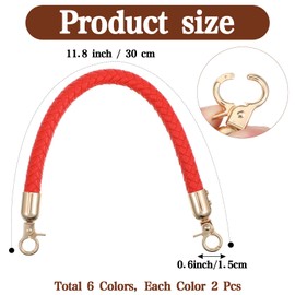 12 Pack Shoulder Bag Purse Handles, 11.8" Short PU Leather Purse Straps for Handbags, Braided Handles with Lobster Buckles for Bag DIY Accessories (6 Colors)