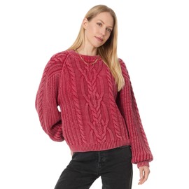 Free People Frankie Cable Sweater Cherry XS (Women's 0-2)