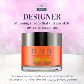 SNS Nail Dip Powder, Gelous Color Dipping Powder - Ginger (Orange/Cream) - Long-Lasting Dip Nail Color Lasts 14 Days - Low-Odor & No UV Lamp Required - 1 oz