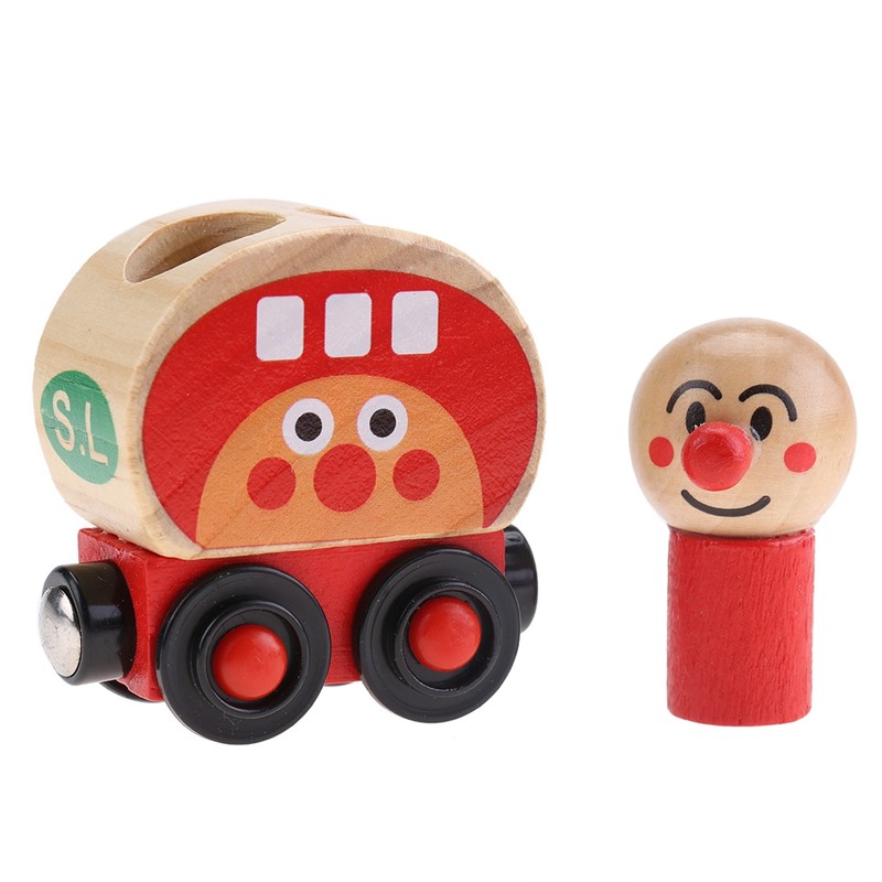Mini Wooden Magnetic Train Set Cartoon Vehicle Blocks Children Educational