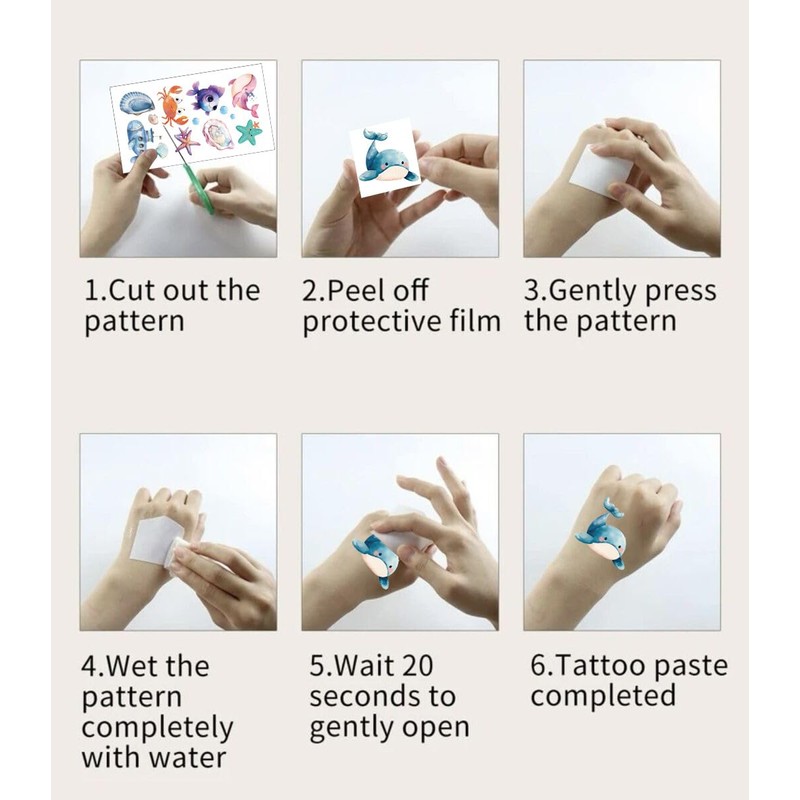 10sheets Ocean Animal Temporary Tattoos for Teens Boys Girls