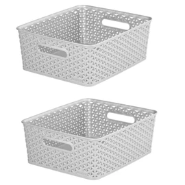 2 x 13L Grey Curver Basket