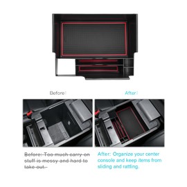 CDEFG for 2024 Explorer Center Console Organizer Tray Compatible with 2020-2024 Ford Explorer Accessories Middle Console Organizer Armrest Tray Storage Box (Red)
