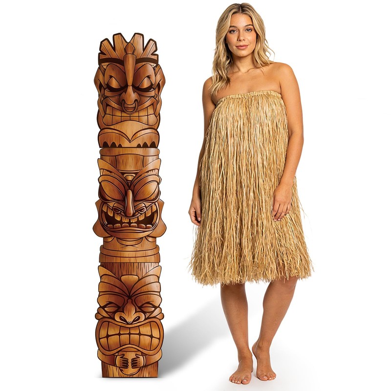 3Pcs 20 in Large Tiki Mask Cardboard Cutouts Plastic Standup
