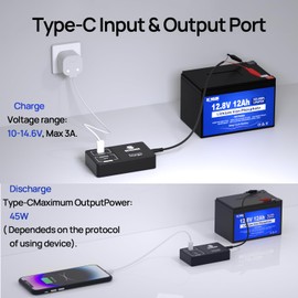 DC HOUSE 12V 12Ah LiFePO4 Lithium Battery Kits,15A BMS, 10 Year Lifespan,10000+ Cycles, for Camping, Marine, Ride on Toy, Fish Finder, Kayak, Power Wheels