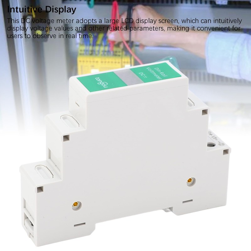 DIN Rail Voltmeter, DC 11V-310V DC Voltage Meter, Digital Display,