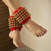 Esplanade Ghungroo Pad for Kathak, Brass 5-Line Ankle Bells, Velvet