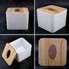 Plomevry Square Tissue Box Tissue Box with Wooden Lid Household