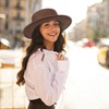 INOGIH Classic Boater-Fedora-Hat Wide-Brim Panama-Jazz Hat Flat-Top-Porkpie Felt Hat for