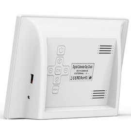 SINOIDEAS - 7 Inch Digital Calendar, Seniors Watch, Dementia Clock with Reminder Function, Clock with Date and Day of the Week (White)