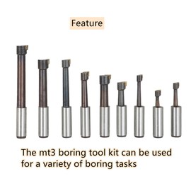 GXYWADY 2 Inch Boring Head and MT3 Bar Tool Set with 9Pcs 1/2 Inch Carbide Boring Bars