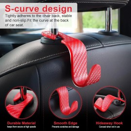 Unbranded Car Purse Hook Headrest Hook for Car 4 Pack Universal Auto Seat Organizer Red