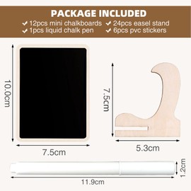 JEFURE Pack of 12 Small Chalkboards with Stand, Small Board for Buffet Signs, Price Tags Stand, Table Cards, Blackboard for Labelling, Place Cards Wedding, with Chalk Marker