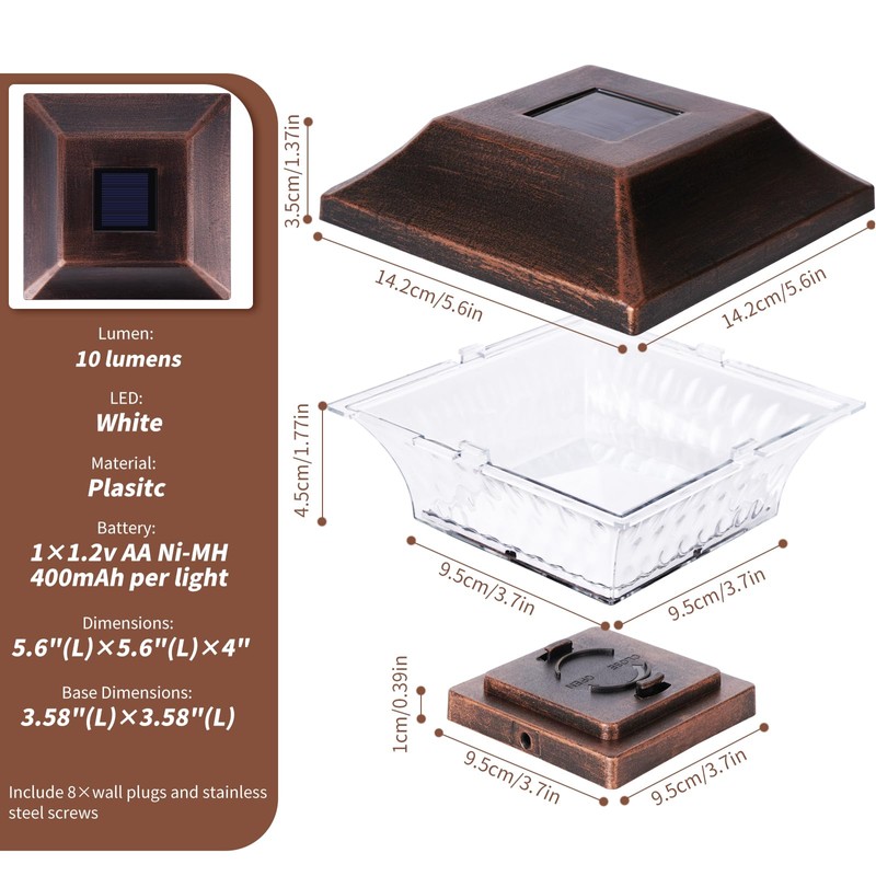 SUNWIND Solar Post Cap Lights Outdoor 4x4 LED Solar Garden