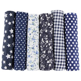 UOOOM 6pcs 50 x 50cm Patchwork Cotton Fabric DIY Handmade Sewing Quilting Fabric Different Designs (Tone-Navyblue)