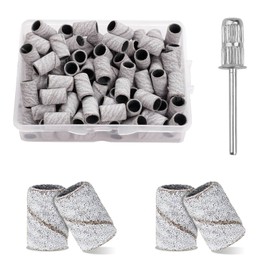 Henyall 180 Grit Sanding Bands Nail Drill 100Pcs,Sanding Band Nail Drill Set with Mandrel Bits,Fine Grit Nail File Sanding Bands for Manicures, Acrylic Nail, Gel Nail,Natural Nails and Pedicure,White