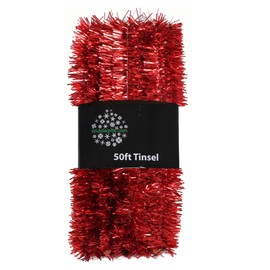 Widdle Wonderland Christmas Tree 50ft x 3cm Tinsel GREAT VALUE - Red