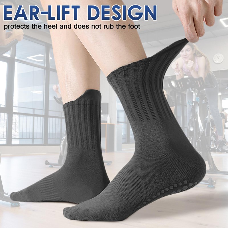 Permuly 3Pack Grip Socks Men, Non Slip Soccer Grip Socks