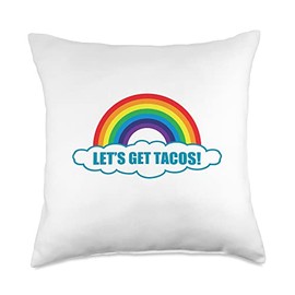 Adult Fun Shirts and Apparel Let's Get Tacos Food Funny Humor Mexican Party Yum Novelty Throw Pillow, 18x18, Multicolor