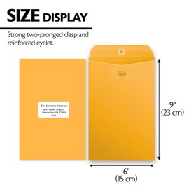 BAZIC Clasp Envelope 6" x 9", Gummed Seal Eyelet Closure, Brown Kraft Paper Catalog Mailing Envelopes for Home Office School (5/Pack), 1-Pack