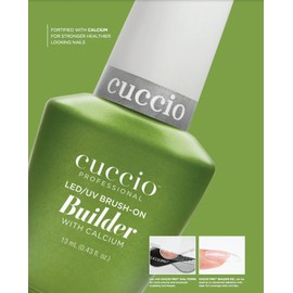 Cuccio Pro Brush-On Builder Gel With Calcium - LED And UV Self-Levelling Lightweight Formula - Soak-Off Gel Product With Strength Of Hard Gel - Chip-Resistant - Clear - 0.43 Oz Nail Polish