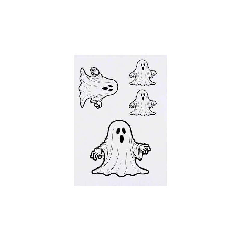 4 x 'Scary Ghost' Temporary Tattoos - Water Resistant, Skin-Safe,
