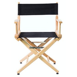 FILMCRAFT Professional Grade Studio Director's Chairs (18" Dining Height, Natural Finish, Black Canvas)