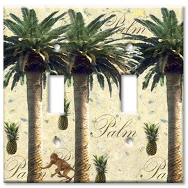 Double Gang Toggle Wall Plate - Palm Tree