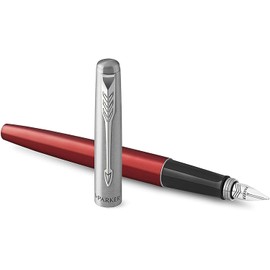 Parker Jotter Fountain Pen | Kensington Red | Medium Nib Blue Ink | Gift Box