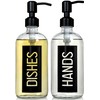 JASAI 2Pack 18OZ Glass Soap Dispenser with Black Stainless Steel