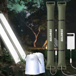 SELORSS Lampes de Camping gonflables 33,86in / 86cm Lampe télescopique Pliable Outask, lumière LED extérieure Portable IP66 étanche avec USB lumineux à intensité Variable Pour le Camping - Vert