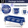 MORAINJAY 53Pcs Birthday Tableware Set for 80,Navy Blue Silver Tableware