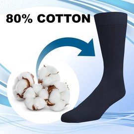 EMEM - Calcetines clásicos de algodón acanalado para hombre, 5 unidades, grandes y altos disponibles, azul marino ( B Navy ), 9-11