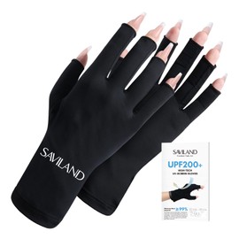 SAVILAND SAVILAND UV Gloves for Nails: Professional UPF200+ Fingerless UV Light Gloves for Gel Manicures Anti UVA & UVB 999+ Glove for Gel Nail Lamp (Black)