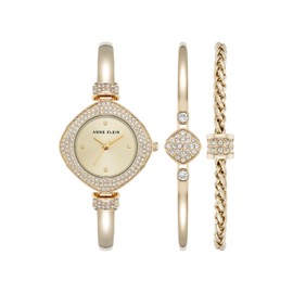 Anne Klein Women's Premium Crystal Accented Bangle Watch and Bracelet Set