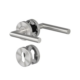AwmnSrman Door Handles Interior Doors Door Handle Set Stainless Steel Toilet The Shape of L PZ Profile Cylinder Silver