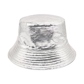 Hybursky Shiny Metallic Bucket Hat for Festival Party Reversible Packable Bucket Hats Waterproof Rain Sun Cap for Women Men Beach Fisherman Hats Hiking Outdoor(Silver)