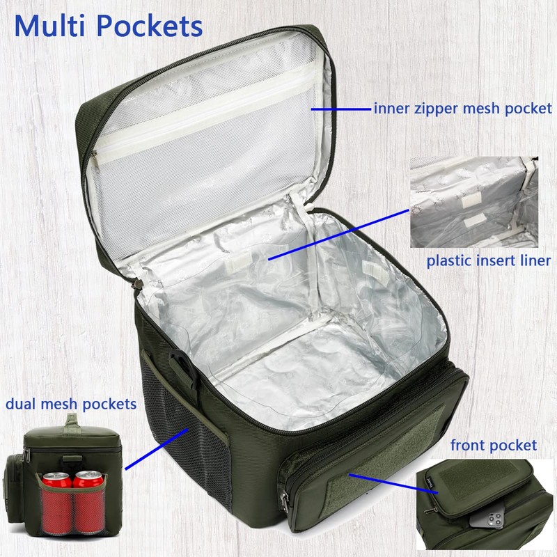 FlowFly Tactical Lunch Bag Large Insulated Lunch Box Cooler Tote