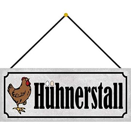 Tin Sign 27 x 10 cm Curved with Cord Chicken Coop Chicken Egg Chicken Decorative Gift Sign