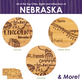 Totally Bamboo Destination Nebraska State Shaped Serving and Cutting Board, Includes Hang Tie for Wall Display